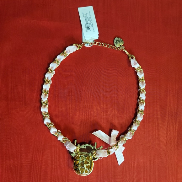 Betsey Johnson Christmas Reindeer Necklace Jingle Bell Bling Rudolpf Red Santa - Picture 4 of 9